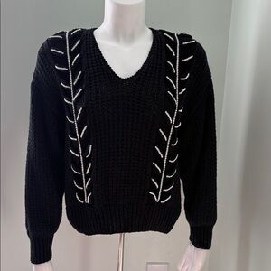 Vintage Nannell black embellished v neck sweater medium